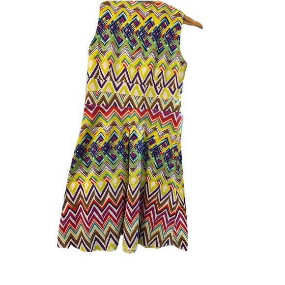 Spense Womens A Line Dress Pink Green Geometric Retro Pleated Skirt Design SZ 4 - Picture 4 of 12